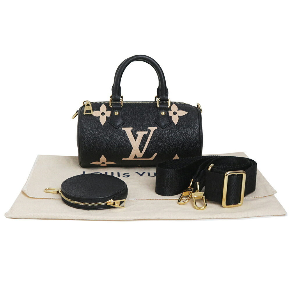 LOUIS VUITTON Papillon Empreinte Black Beige Shoulder Handbag Crossbody - Picture 2 of 10